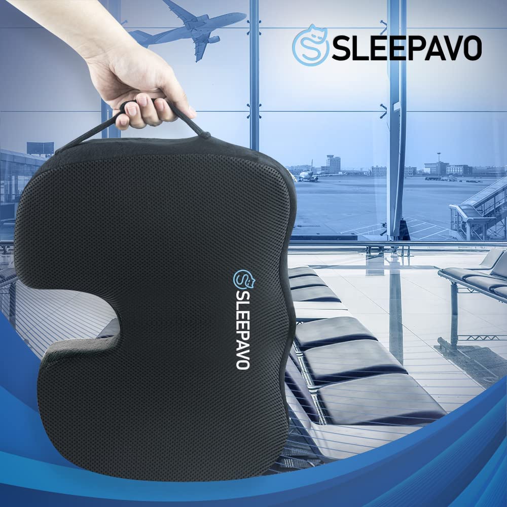 Sleepavo Black Memory Foam Seat Cushion for Office Chair