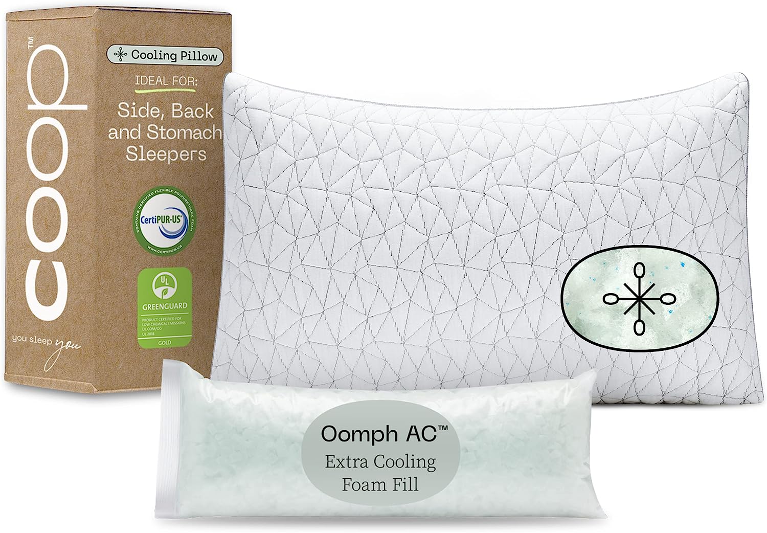 Coop Home Goods Eden Adjustable Bamboo Memory Foam Pillow